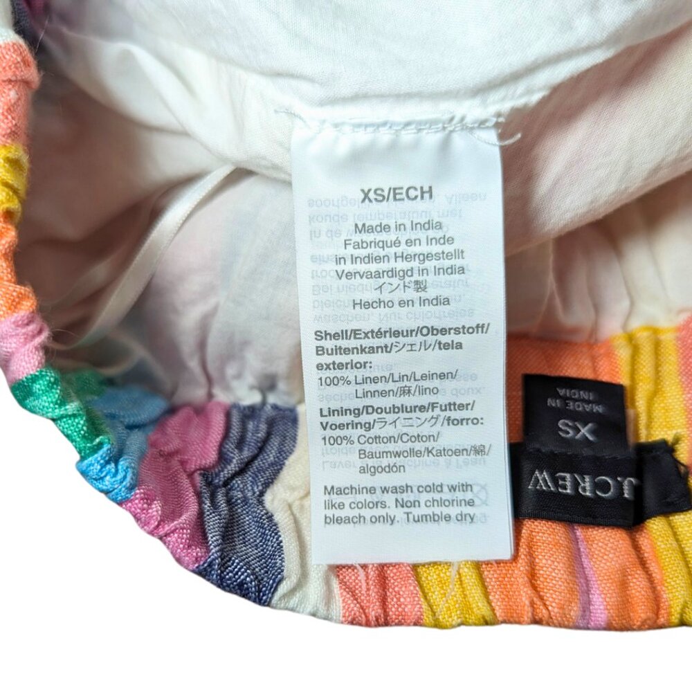 J.Crew XS Pull-On Rainbow Stripe Lined Linen Knee Length Casual Skirt w/Pockets - Picture 8 of 9
